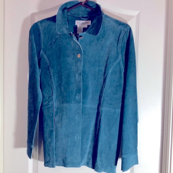 NWOT SUEDE LEATHER Sz 6 J G Hook Suede Dark Teal Jacket - Picture 3 of 4
